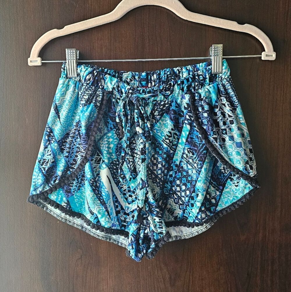 Blue Patterned Women's Shorts Size Small